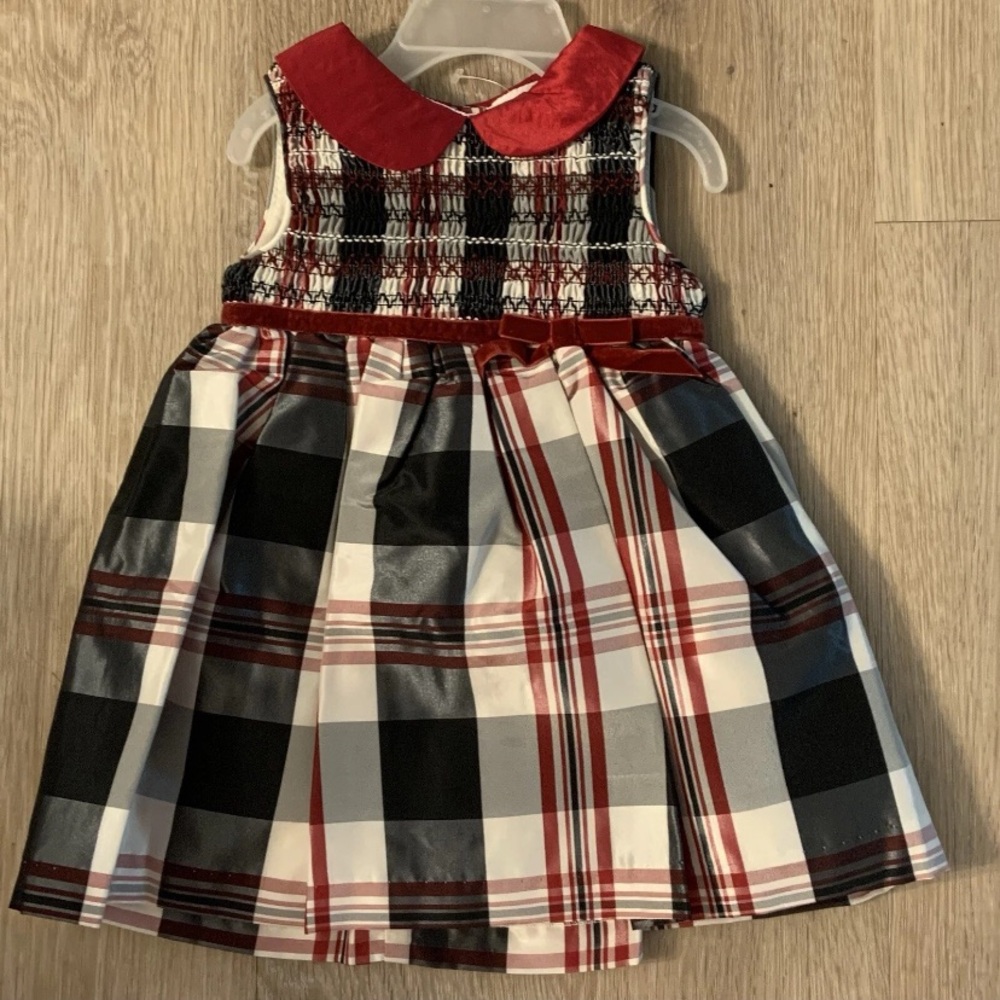 George Girl’s Size 18 Months Black & Red Plaid Sleeveless Lined Holiday Dress